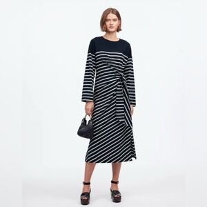 NWT Madewell Side-Tie Knit Maxi Dress in Stripe, Size XS
